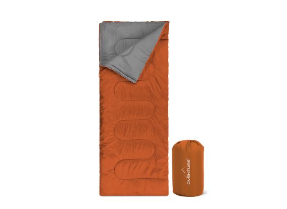 Oventure slaapzak SleepPlus - oranje | 3-seizoenen slaapzak | Comfortabel tot 8 °C | Voor kamperen, logeren en festivals