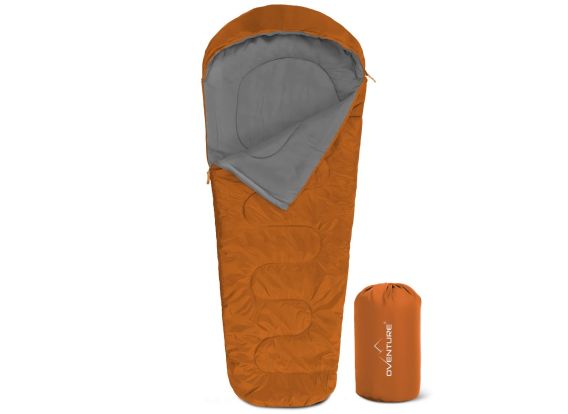 Oventure mummy slaapzak SleepPlus - oranje | Comfort tot 6 °C | Lichtgewicht en compact | Voor kamperen en backpacken