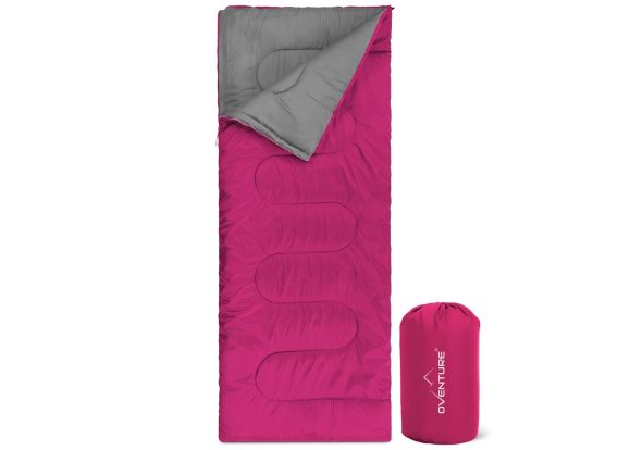 Oventure slaapzak SleepPlus - roze | 3-seizoenen slaapzak | Comfortabel tot 8 °C | Voor kamperen, logeren en festivals